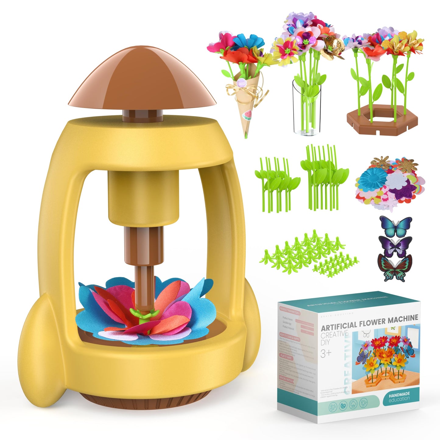 LELESUN DIY Fabric Flower Bouquets Toys, Craft Kits Toys for Kids, Flowers Market Toy, Arts & Crafts for Girls Ages 4 5 6 7 8,Ed