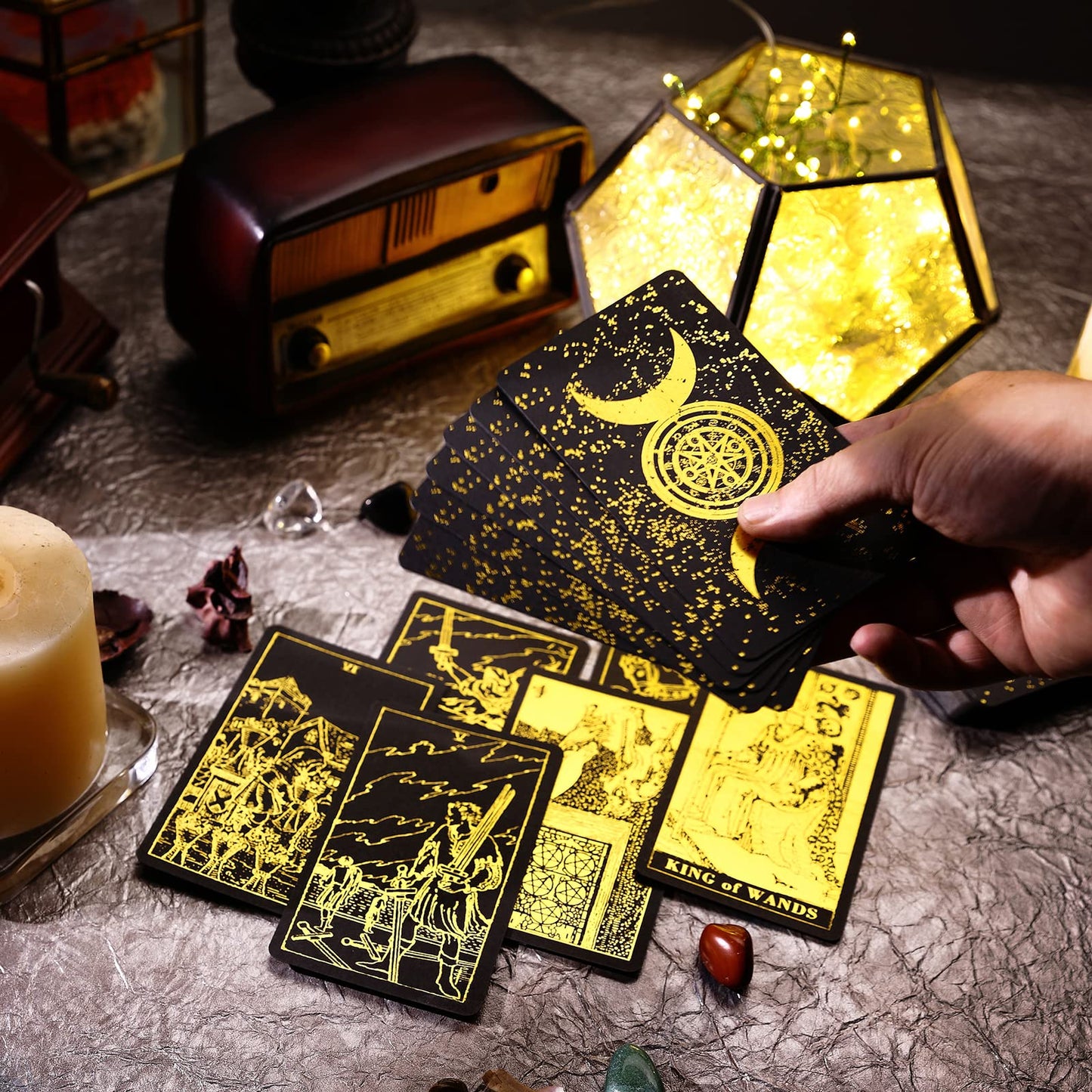 Prophet Silver Foil Tarot Cards Deck,78 Original Tarot Cards Fortune Telling Game with Guide Book for Beginners,Tarot Cards Stan