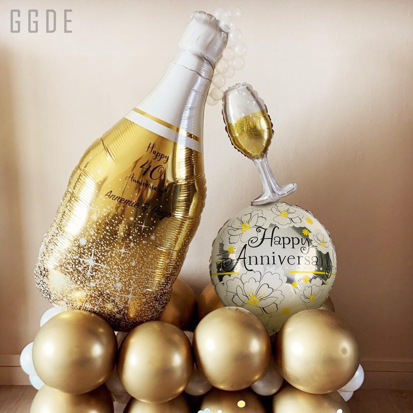 6 Pcs Anniversary Mylar Balloons Round Foil Helium Balloon Happy Birthday Party Decorations Supplies Photo Backdrop 18 Inch