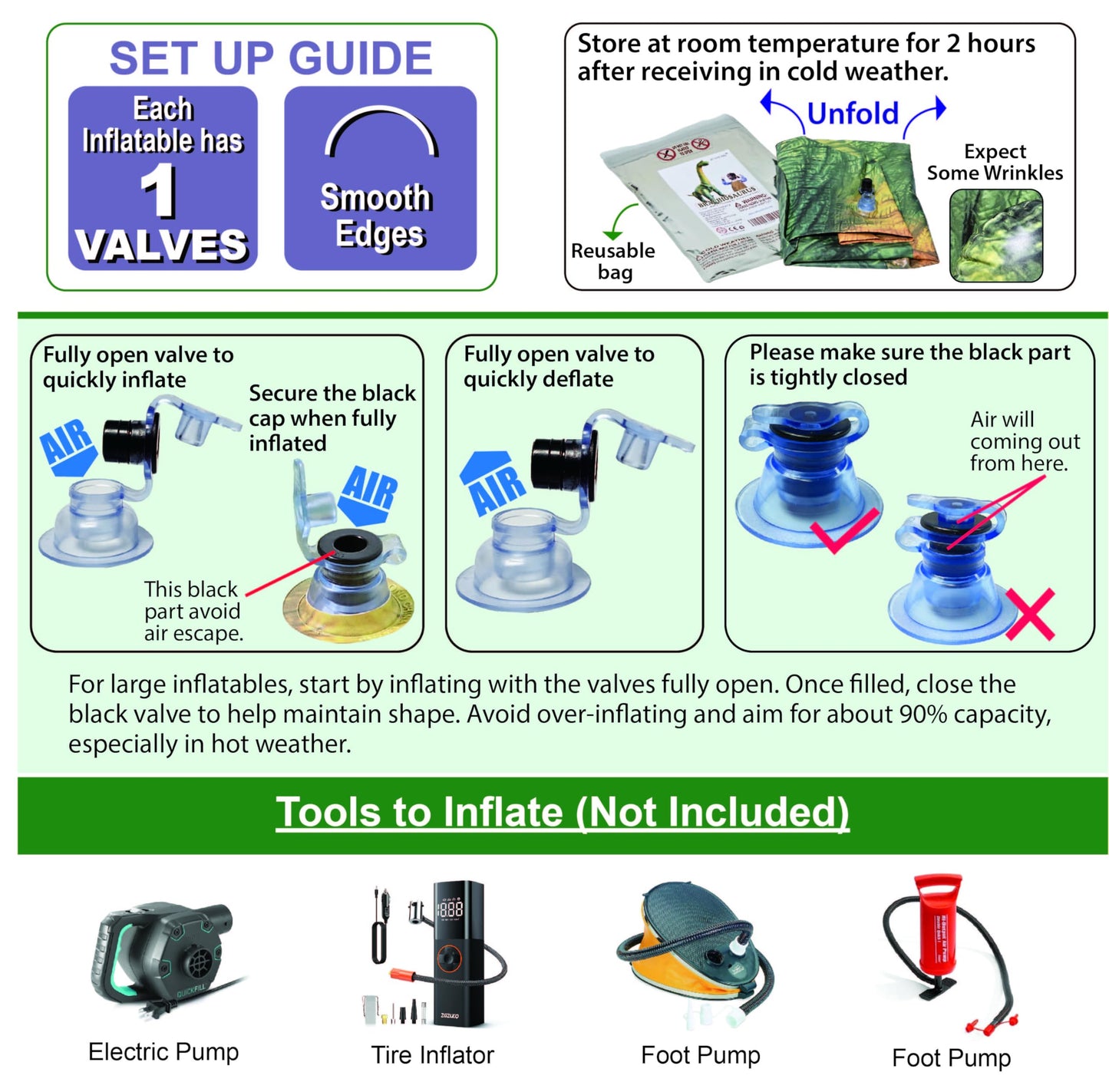 Jet Creations 7-PK Inflatable Dinosaurs, T-Rex(37), Brachiosaurus(28), Triceratops(20), Stegosaurus(20), Raptor(30), Pteranodon(