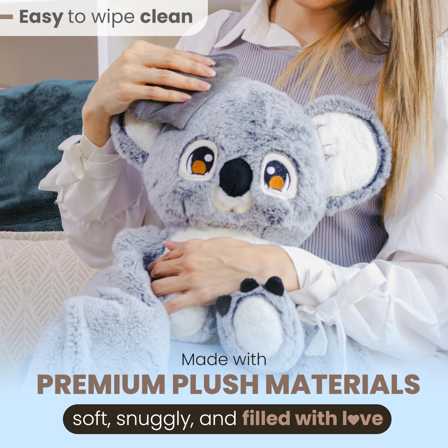 Huggle Healers Koala Weighted Stuffed Animal - 40" Plush, 4.5lb, Grey - Ideal for Adults, Teens & Kids