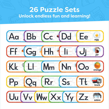 Momo & Nashi Alphabet Puzzle Games - 26 Self-Correcting ABC Matching Game for Toddlers, Cardstock, Abc Puzzle Design