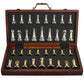 ELONGDI 16.5 Large Wooden Chess Set with Weighted Acrylic Chess Pieces Folding Chess Board Games with Handle 3.5 King Portable Classic Game for mature-themeds and Kids