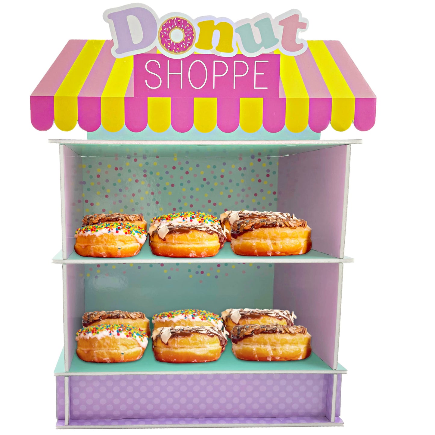 4Es Novelty Donut Stand for Donut Birthday Party Supplies & Decorations, Cupcake Stand Dessert Table Centerpiece