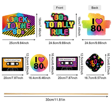 24 Pieces 80'S Retro Decorations 1980'S Centerpiece Sticks Baby Shower Or Birthday Party Centerpiece Sticks Table Toppers Photo Booth Props