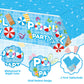 Tevxj 98 Pieces Pool Party Decorations Summer Beach Birthday Party Tablecloths Pool Surfboard Party Tableware Sets For Hawaiian Birthday Baby Shower Party Supplies Favors