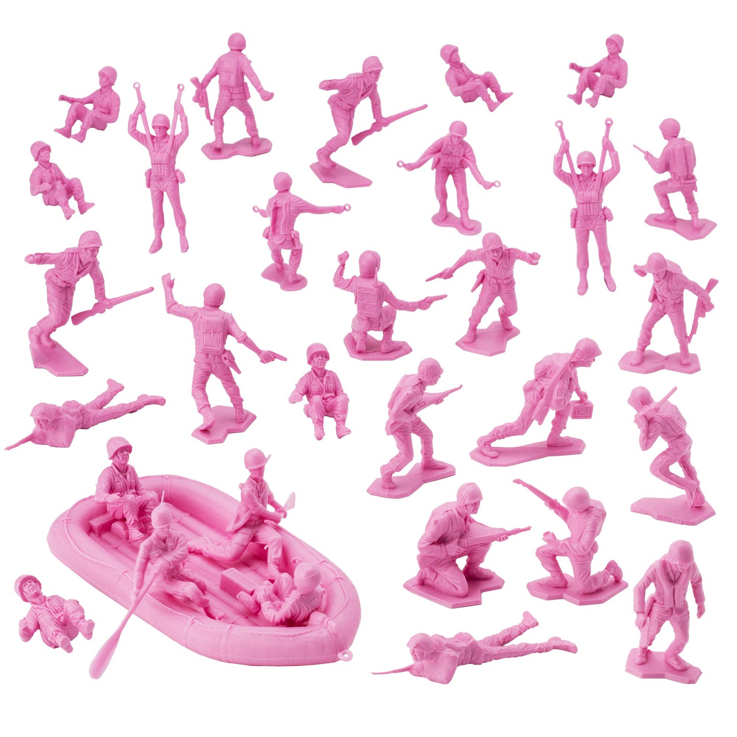 BMC Toys Plastic Army Men - 31pc WW2 Figures Set, Pink - Model BMC-67023, Made in USA
