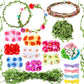 Syhood Mini Plum Blossom Crowns Making Kit, 120 Pcs Parts, Make Your Own Flower Wreath Headbands and Bracelets Craft Kit Hair Ac