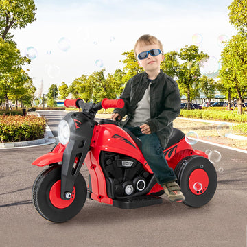 Olakids Kids Motorcycle, 6V Electric Ride On Car With Automatic Bubble Function, Foot Pedal, Headlight, Music, 3 Anti-Skip Wheel