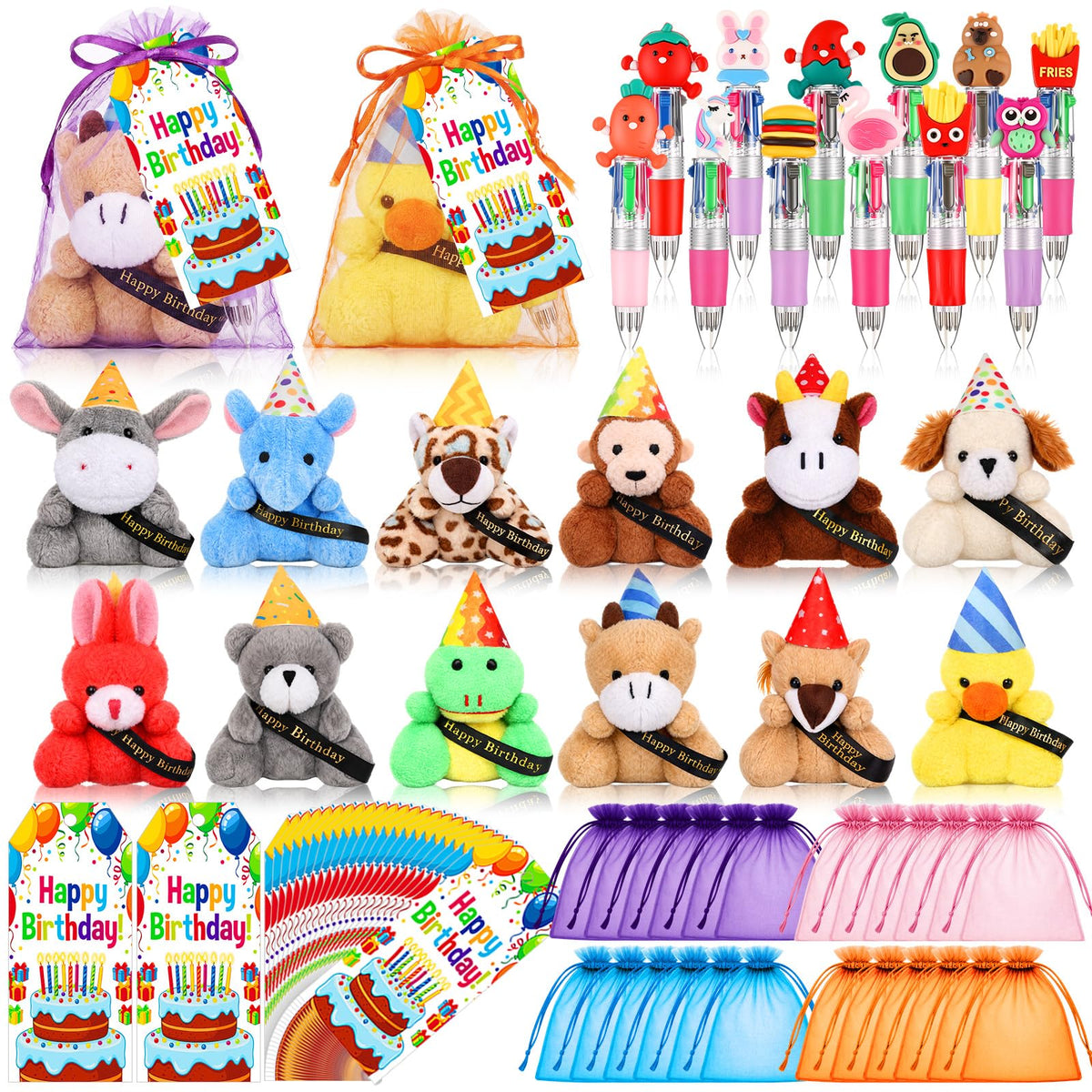Seenelling 48 Pcs Birthday Gifts for Students Mini Stuffed Animals with Hat