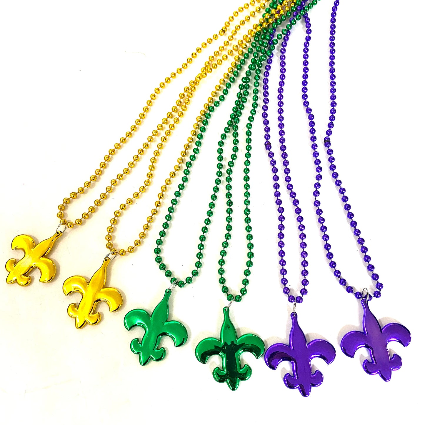 Ysppf Mardi Gras Party Beads Necklace Gold Purple Green Parade Party Favor(12 Pcs)