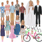 Ztweden 33Pcs Doll Clothes And Accessories For 12 Inch Boy And Girl Doll, Includes 20 Wear Clothes Shirt Jeans Suit And Wedding Dresses, Glasses Earphones Dog And Bike For 12'' Boy Girl Doll