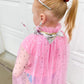 Fedio Princess Cape Set 7 Pieces Girls Princess Cloak With Tiara Crown, Wand For Little Girls Dress Up (Pink)