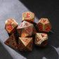 Soar Forge Metal Dice for DND - Pharaoh Ruins Gold Metal Dice with Red Cracks - Polyhedral Dice Set Compatible with D&D, Pathfin