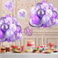 Butterfly Balloons, 12 Inches Butterfly Print Purple And White Latex Balloons Butterfly Patterns For Girls Women Weeding Baby Sh