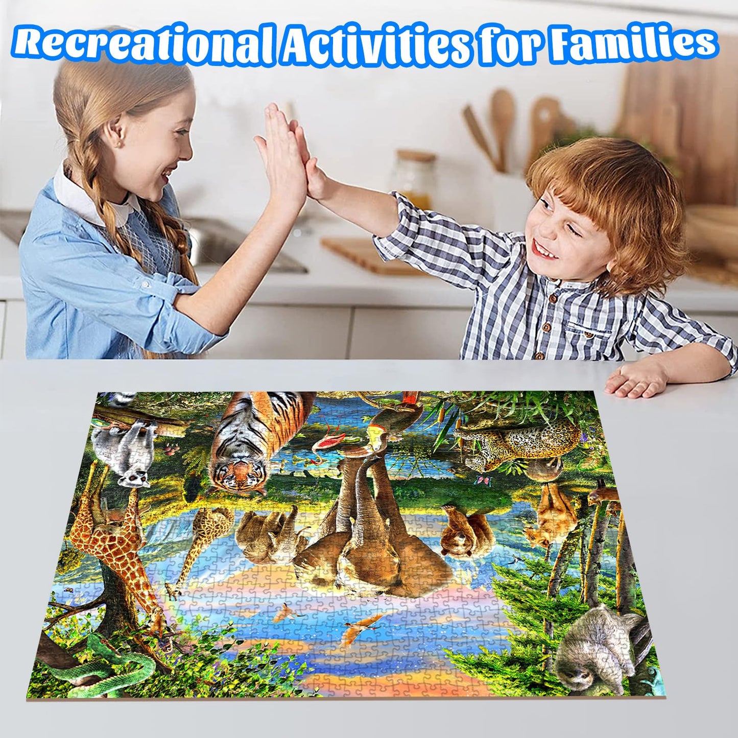 1000 Pieces Puzzles For Adults, Animal World Jigsaw Puzzle Challenging Night Game, Interlock Perfectly No Dust, For House Decora