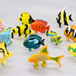 Haptime 12Pcs Tropical Fish Toys Set, Pastic Cute Sea Life Creatures Learning Educational Toy Party Favors & Christmas Gifts For Boys, Girls, Kids