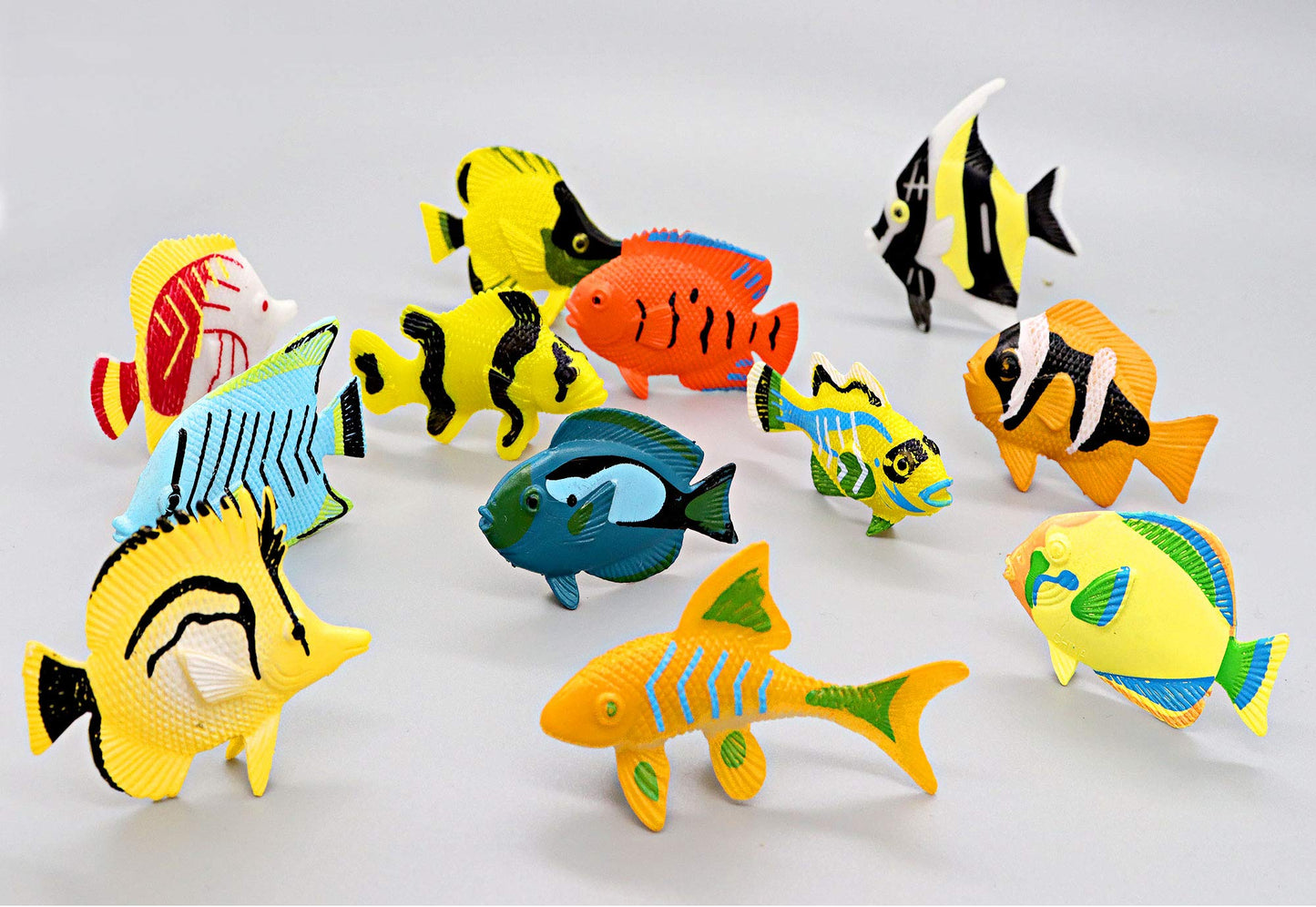 Haptime 12Pcs Tropical Fish Toys Set, Pastic Cute Sea Life Creatures Learning Educational Toy Party Favors & Christmas Gifts For Boys, Girls, Kids