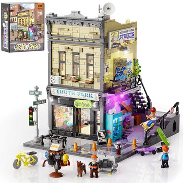 Funwhole Skate-Shop Lighting Building-Bricks Set - Street Fusion City Skate Store Collection Led Light Modular Building Kit 1573 Pcs For Adults And Teen