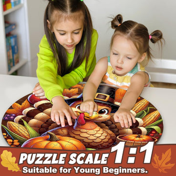 Thanskgiving Floor Puzzles For Kids Age 4-8, 70Pcs Large Thanksgiving Jigsaw Puzzle For Kids 4-8 | Educational And Fun Fall Gifts For Kids