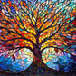 Pickforu Stained Glass Puzzle Tree Of Life Puzzles For Adults 1000 Pieces, Impossible Hard Difficult Challenging Puzzles For Adults, Colorful Mosaic Tree Of Life Jigsaw Puzzle 1000 Pieces
