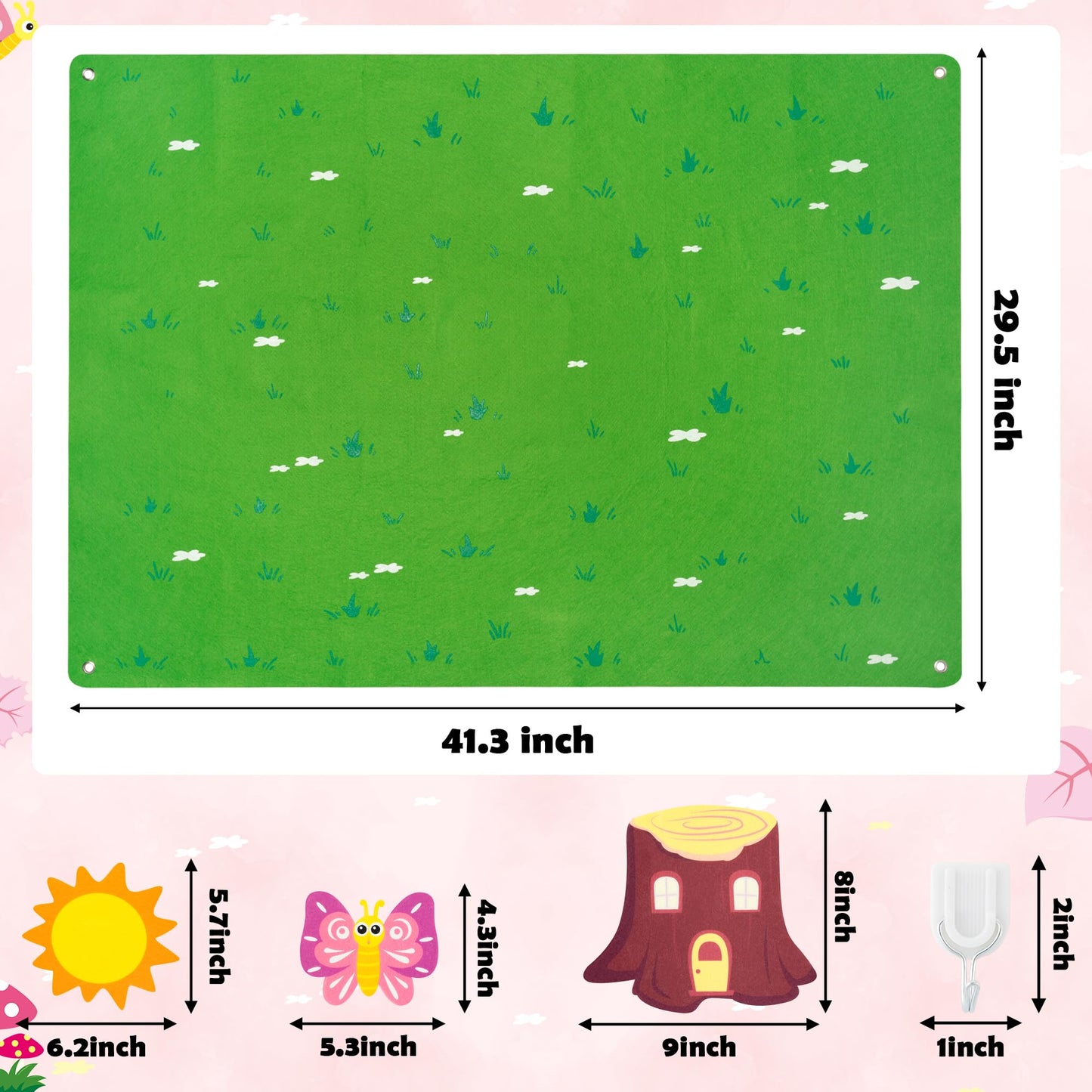 WATINC Insect Teaching Felt Board Story Set 3.5 Ft 45Pcs Preschool Bug Animals Caterpillar Bee Butterfly Dragonfly Storytelling