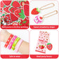 Haooryx 110PCS Strawberry Theme Party Favors Fruit Mochi Toys Berry Sweet Rubber Bracelet Acrylic Strawberry Scrapbook Stickers