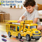 GOGIHCCH 3-in-1 Kid Carrier Truck Toy Car Tracks for Toddlers 2-4 Years Old with 12 Racing Cars Toys, Foldable Chasing Race Trac