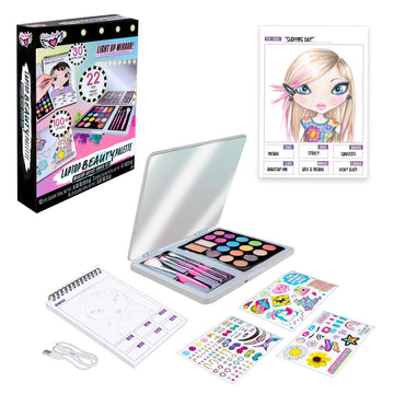 Fashion Angels Laptop Beauty Pallete - Make-Up Artist Superset - Led Laptop Makeup Pallete For Girls With Spiral Bound Sketch Pa