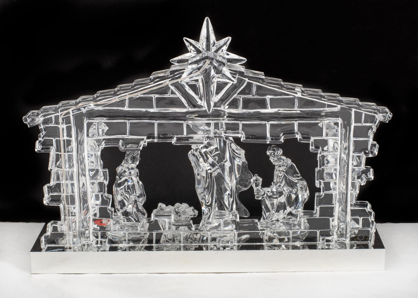 Kurt S. Adler 8.7-Inch Battery-Operated Light-Up Musical Clear Nativity Scene