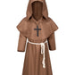 Kids Medieval Renaissance Monk Costume Priest Friar Wizard Cloak Hooded Robe Cosplay Costume Belt Necklace Set(BW 110)
