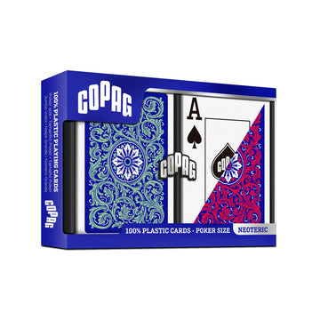 Copag 1546 Neoteric Design 100% Plastic Playing Cards, Poker Size (Standard) Green/Red (Jumbo Index, 6 Set)