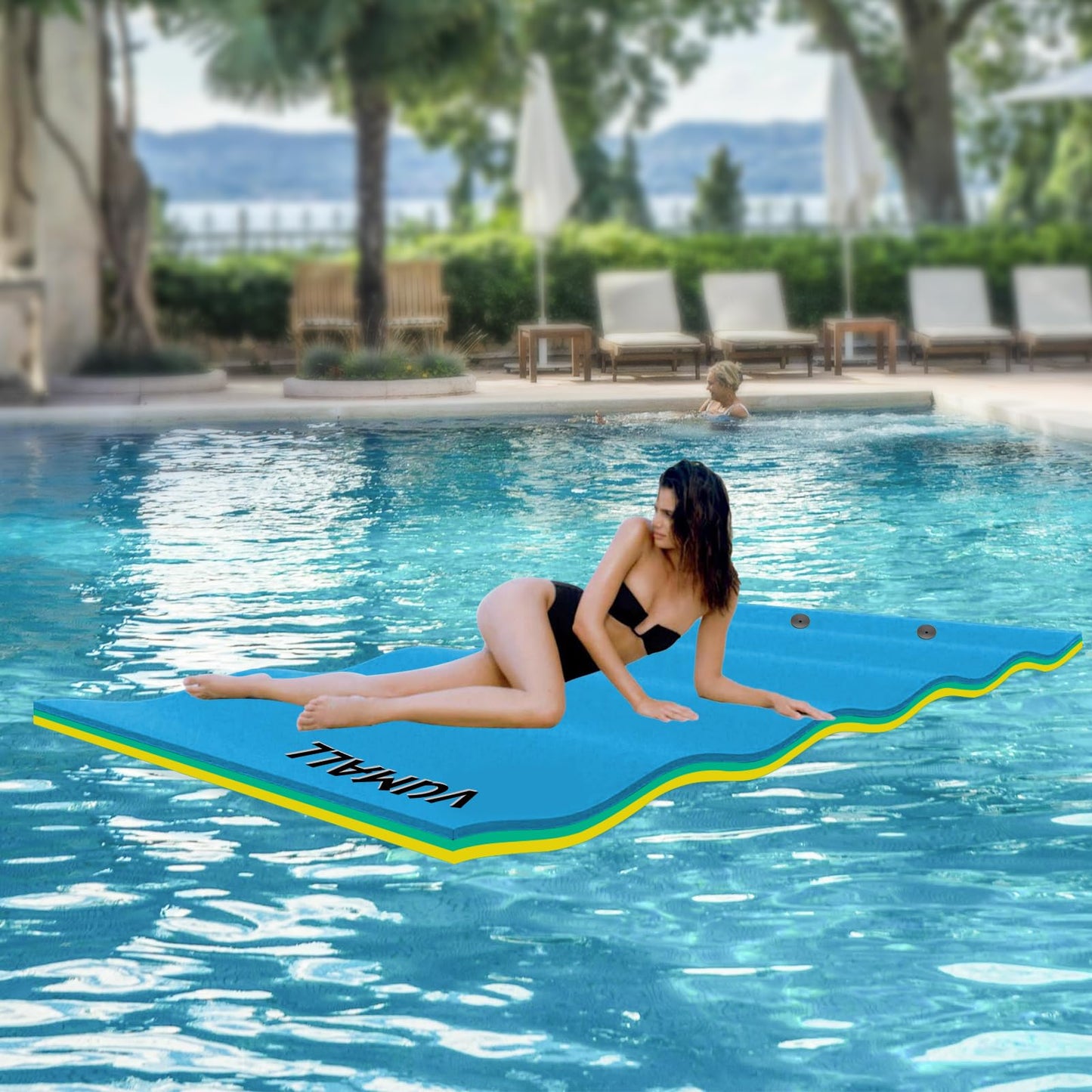 ItWorths 12' x 6' Floating Water Mat for Pool Lake, 3-Layer Foam Lake Floats Lily Pad Floating Mat for Water Recreation Swimming