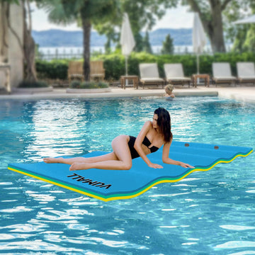 ItWorths 12' x 6' Floating Water Mat for Pool Lake, 3-Layer Foam Lake Floats Lily Pad Floating Mat for Water Recreation Swimming