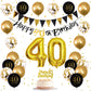 Jobkoo 40Th Birthday Decorations For Man, Black Gold 40Th Birthday Balloons Black Happy 40Th Birthday Banner 40Th Birthday Cake