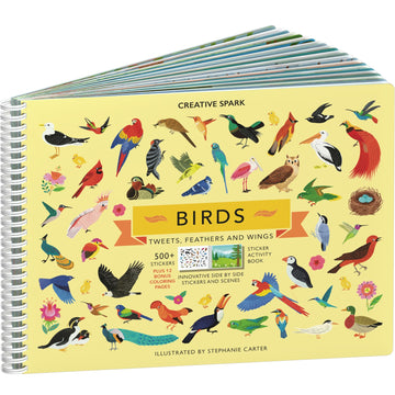 Bird Stickers + Coloring Book For Kids By Cupkin: Innovative Side By Side Bird Sticker Book - Spiral Binding Allows The Birds St