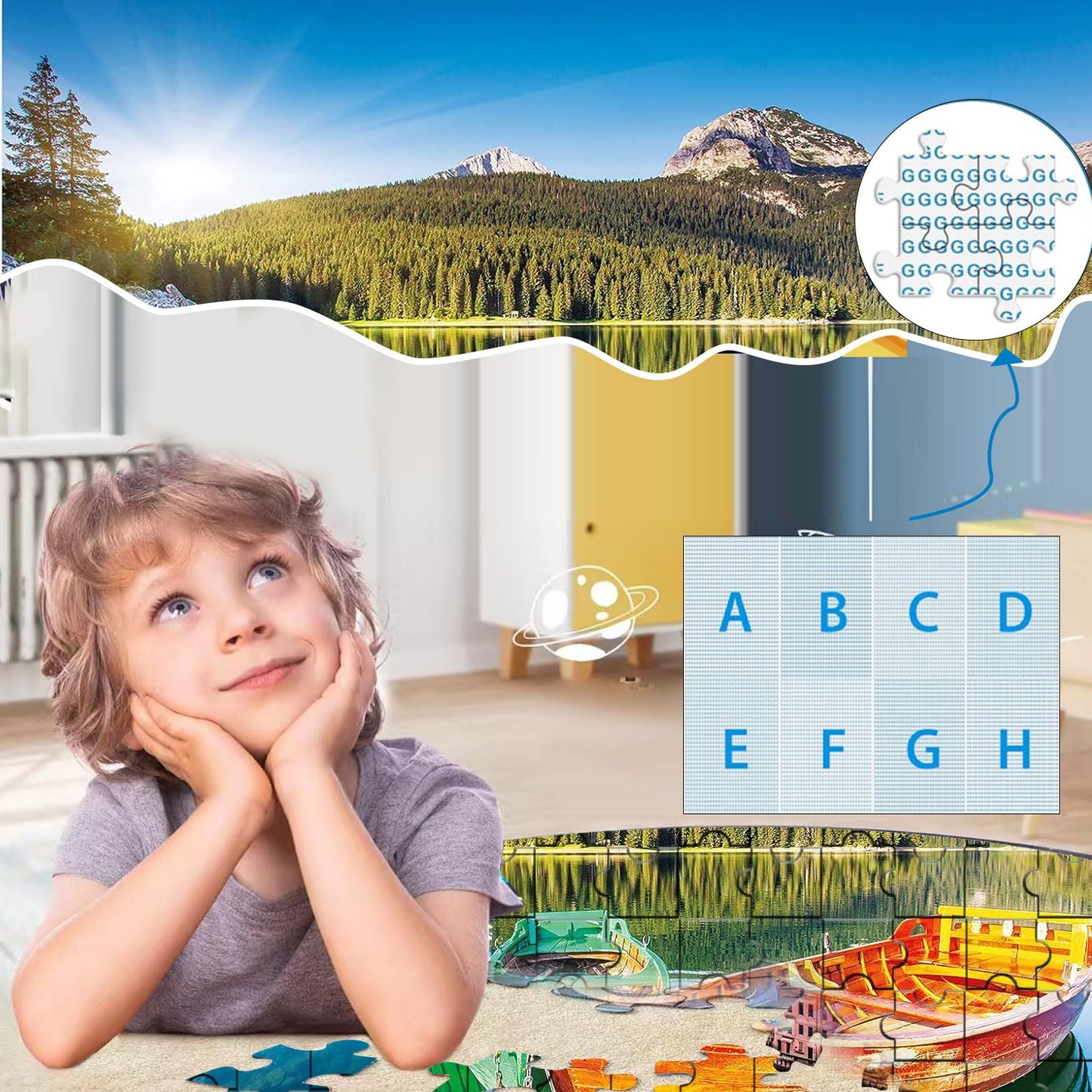 Diiopoty Puzzles for Adults Jigsaw Puzzles 500 Piece Boats Canoe at Wetland Moraine Lake Canoes for Family Fun Games Challenging