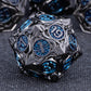 Kerwellsi Metal Dnd Dice Set D&D, 7Pcs Nature Vines Leaf Dungeons And Dragons Role Playing Dice With Gift Box, Black Blue Polyhe