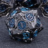 Kerwellsi Metal Dnd Dice Set D&D, 7Pcs Nature Vines Leaf Dungeons And Dragons Role Playing Dice With Gift Box, Black Blue Polyhe