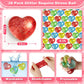 Valentines Day Gifts Cards For Kids, 24 Pack Heart Stress Balls With Greeting Cards, Stretchy Toy Balls Bulk Gift For Kids Class