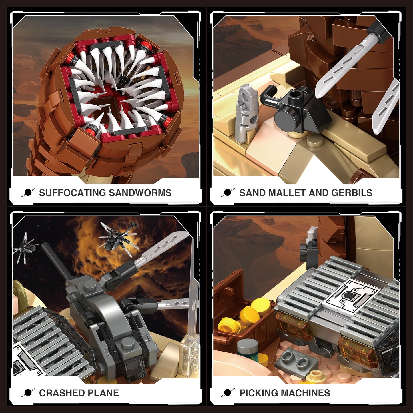 BuicraHub Sandworm Building Blocks Set, 1688 Pcs, Brown, Includes Suspended Ornithopter, Creative Gift for Boys 8-12 and Movie Fans