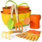 Kinderific Gardening Set, Tool Kit, For Kids, Stem, Includes Tote Bag, Spade, Watering Can, Rake, Fork, Trowel And Gloves (Sunshine)