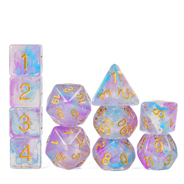 UDIXI 11 Piece Dice Set DND Polyhedral Dice Iridecent Swirls Dice for Role Playing Game Dungeons and Dragons, D&D Dice, (Purple 