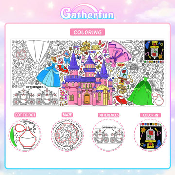 Gatherfun Princess Party Giant Coloring Poster - 31.5X 72 Inches - Versatile Classroom Wall D  Cor & Princess Birthday Activity