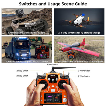 Radiolink AT10II 12 Channels RC Transmitter and Receiver R12DS 2.4GHz Radio Remote, Voltage Telemetry for RC Airplane, FPV Racin