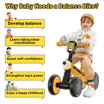 Afranti Baby Balance Bike For 12-24 Months Boys Girls Toddlers Kids Bikes No Pedal For 1 Year Old Birthday Gift Ride-On Walking
