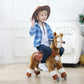 PONYEEHAW Ride on Horse Toy for Kids, Brown Plush Animal, 25.9" L x 12.2" W x 28.3" H, Ages 3-