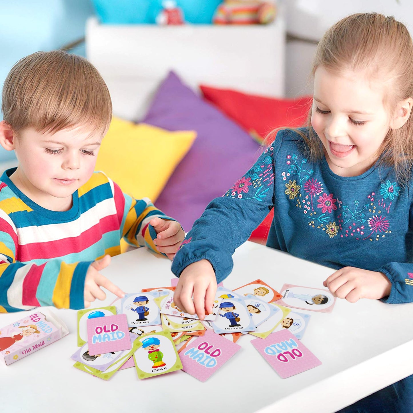 Kids Card Games, Go Fish, Old Maid, Memory Match and Crazy 8s, Go Fish Card Game for Kids 4-8, Fun Toddler Card Games for Family