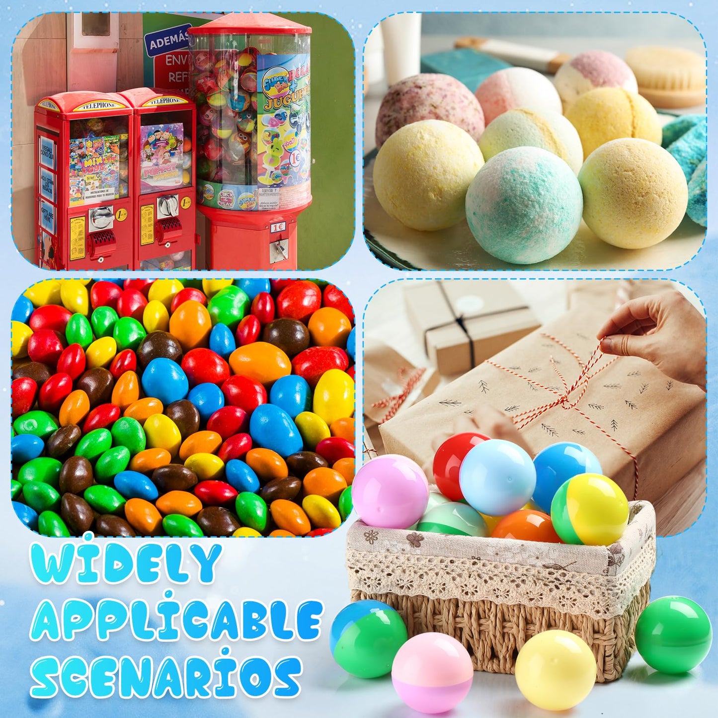 MiniInflat 120 Pcs 2 Inch Empty Vending Machine Capsules Colored Round Capsules Toy Bulk Gumball Machines Plastic Balls Small Pl