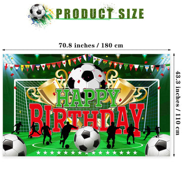 durony Soccer Party Backdrop - 70.8x43.3" Polyester Birthday Banner, Black/Orange/Yellow, Model DY0661